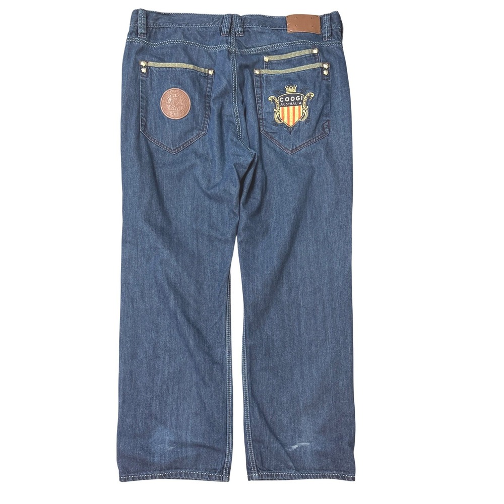 Coogi Embroidered Crest Jeans Blue 40 Relaxed Fit Hip Hop Streetwear Denim - Picture 9 of 15